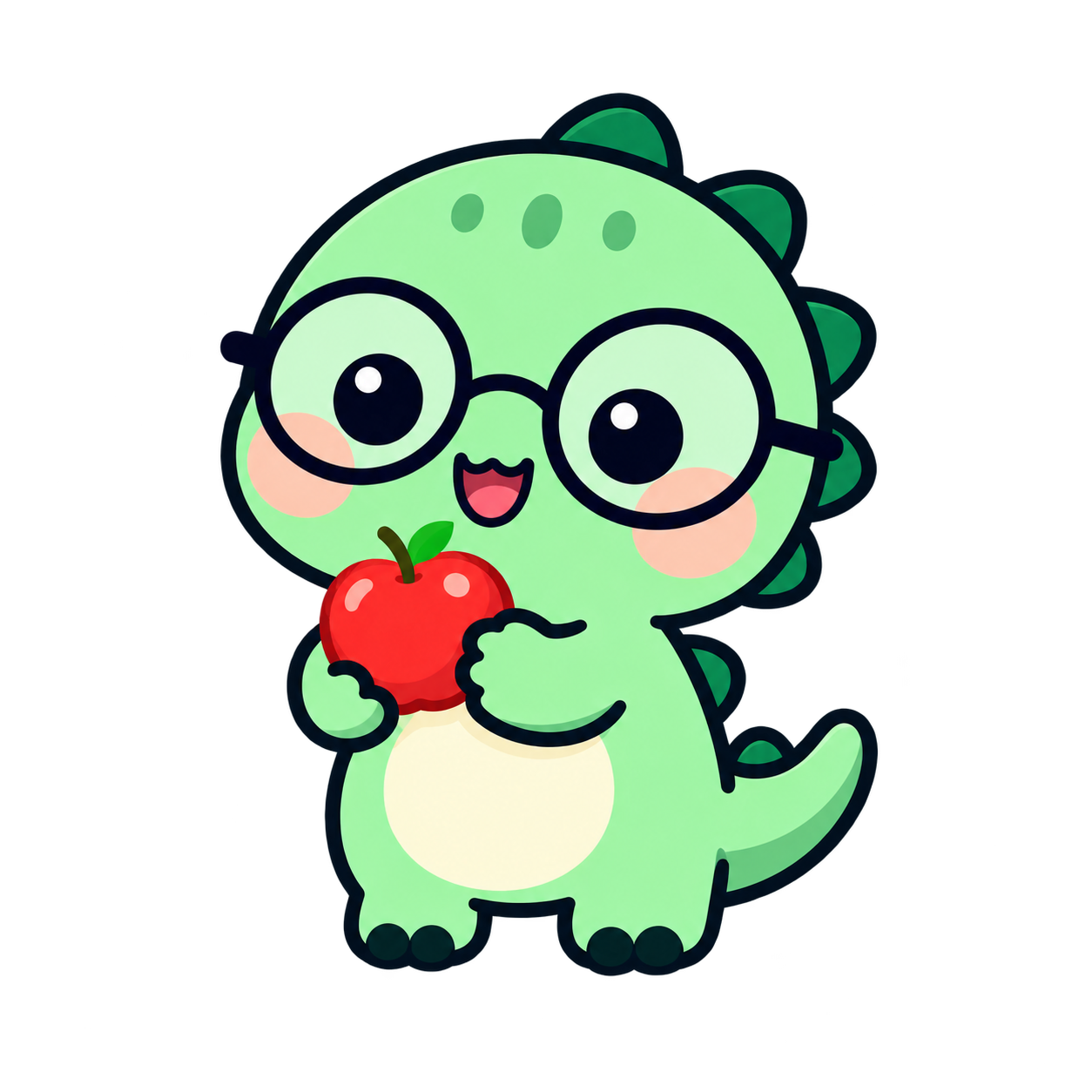 Rex holding a red apple